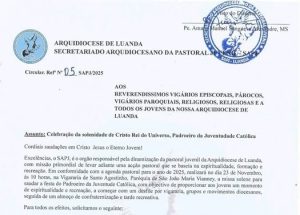 Celebração da solenidade de Cristo Rei do Universo, Padroeiro da Juventudade Católica